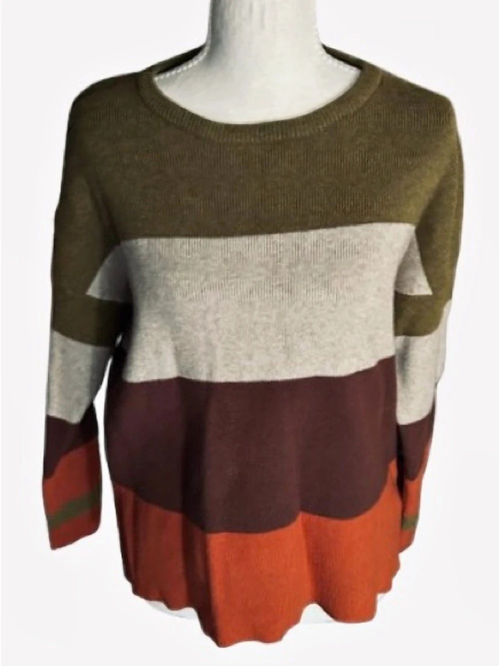 NWT Fall THML Striped Color Block Crewneck Sweater Small Boho Knit Preppy Small